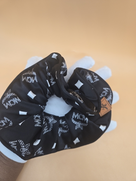 MCM Black Logo Silk Scrunchie main image 5